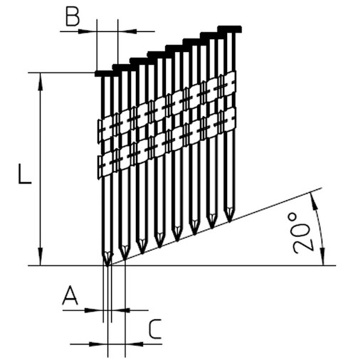 Streifennägel B-VII 2,9x65 mm blank, schraubförmig
